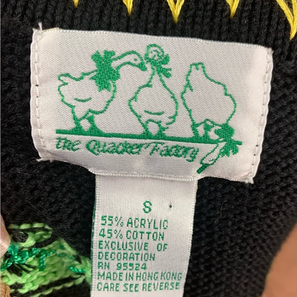 Quacker Factory Black and Yellow Sequin Pear Oversized Sweater Womens Size Small - Picture 5 of 11